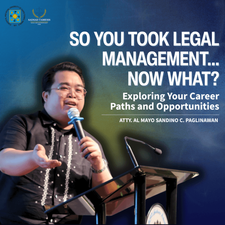 STLAF Atty. Paglinawan speaks at UST “Career Start!” for prospective law students