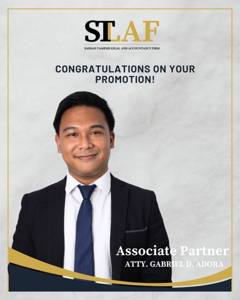 STLAF Congratulates Atty. Gabriel Adora on His Promotion to Associate Partner